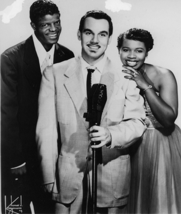 Johnny Otis (center) with Mel Walker and "Little" Esther Phillips, ca. late 1940s. Photo by James J. Kriegsmann, courtesy of Indiana University Archives of African American Music and Culture, Jack Gibson Collection