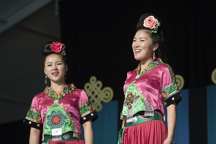 The Leishan Miao Music and Dance Group at an evening concert at the 2014 Folklife Festival. 