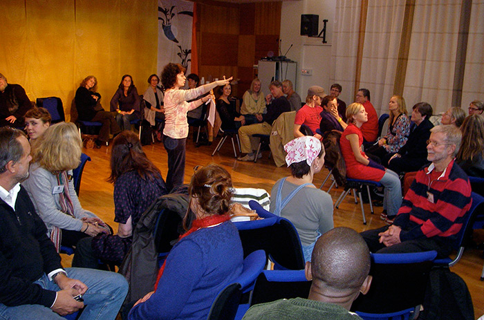 Noa Baum leads a workshop at the Fabula International Storytelling Festival in Sweden. Photo courtesy of Noa Baum
