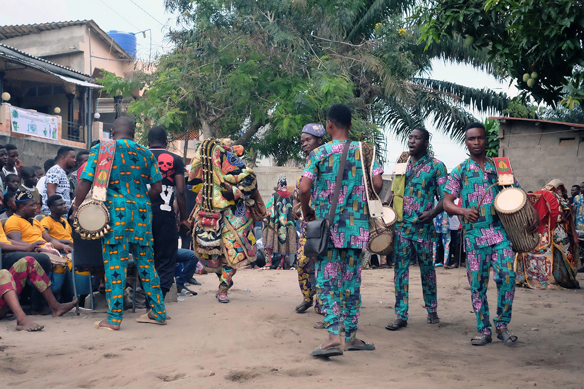 Egungun masquerade in Cotonou, Benin. Photo by Rebecca Fenton