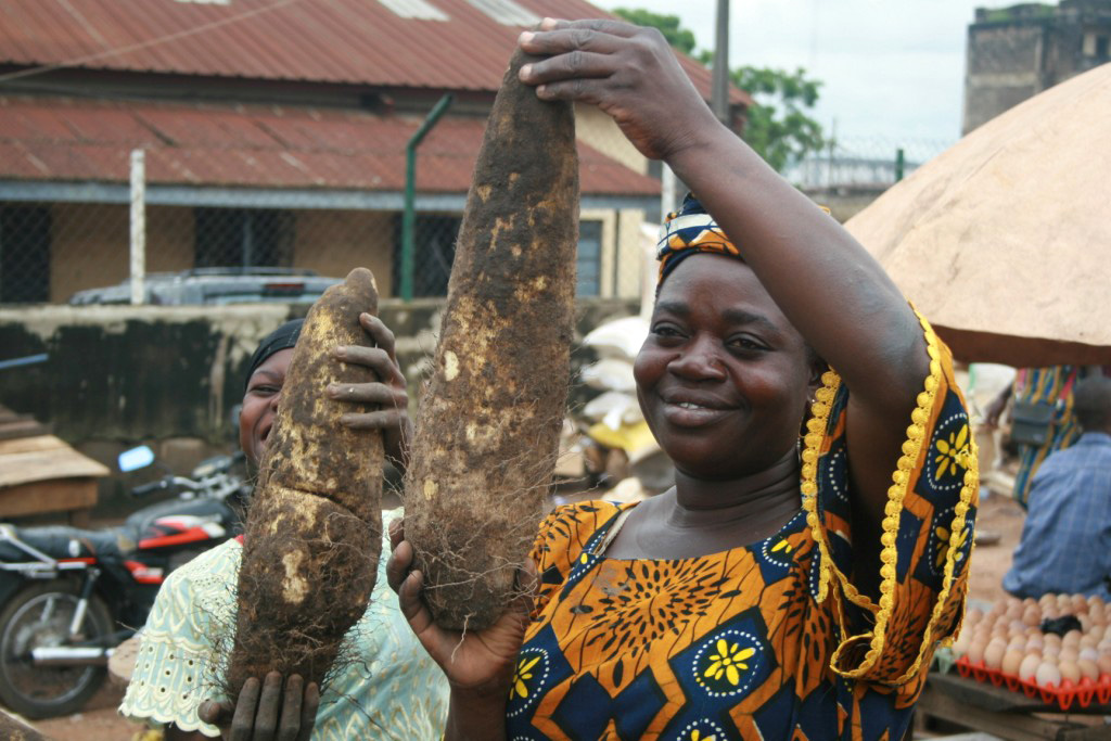 Women holding yams