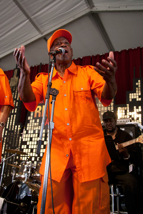 Eddie Rich performs with The Swallows, a vocal harmony group from Baltimore, on the Motor City Stage in the R&B program.