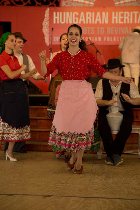 A performance of the multiethnic traditions of Szatmár on the Danubia Stage of the <i>Hungarian Heritage</i> program. Photo by Maggie Pelta-Pauls, Ralph Rinzler Folklife Archives