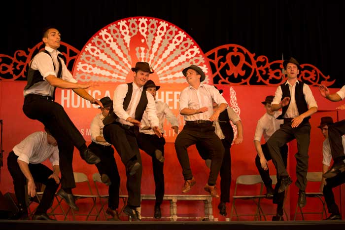 A performance of dances from Küküllomente on the Danubia Stage of the <i>Hungarian Heritage</i> program. Photo by Pruitt Allen, Ralph Rinzler Folklife Archives