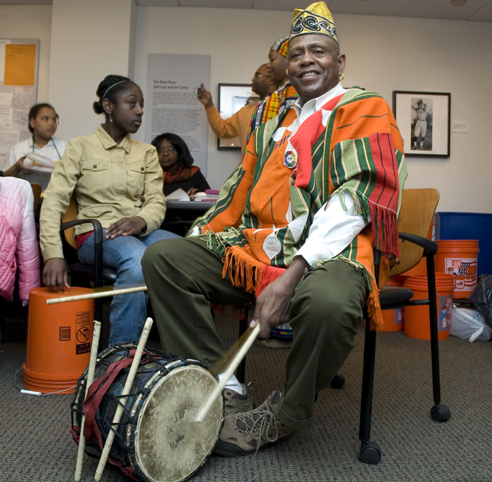 Melvin Deal performs during a Kwanzaa celebration at the Anacostia Community Museum.