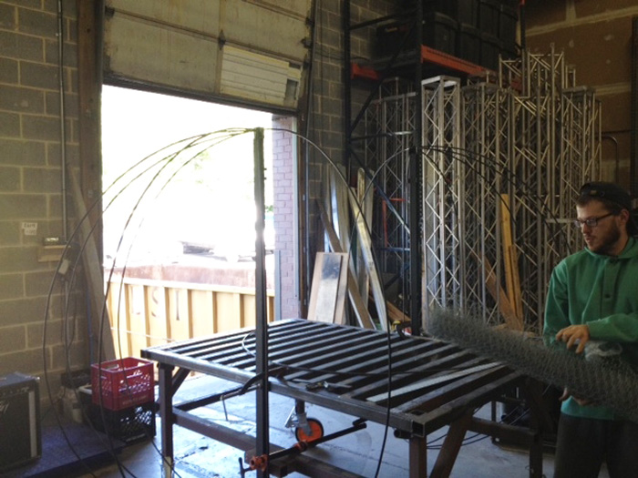 Tyler Nelson builds the frame for the BAG project.