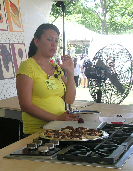 Cynthia Allery, of United Tribes Technical College, discusses the health benefits of substituting buffalo for beef.