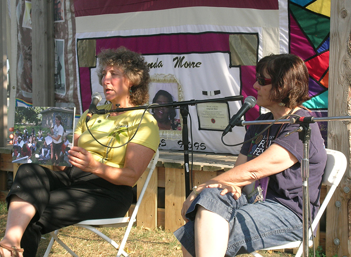 Professor Diane Ullman of UC Davis and Campus and Community program coordinator Betty Belanus at the Commons.