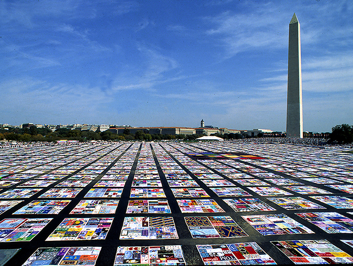 The display of The AIDS Memorial Quilt in Washington, D.C., October 9 through 11, 1992, covered thirteen acres and contained 20,064 panels.