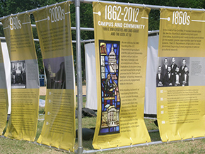 The Timeline is on display outside the Reunion Hall tent (facing Madison Drive, near 12th Street). Photo by James Mayer