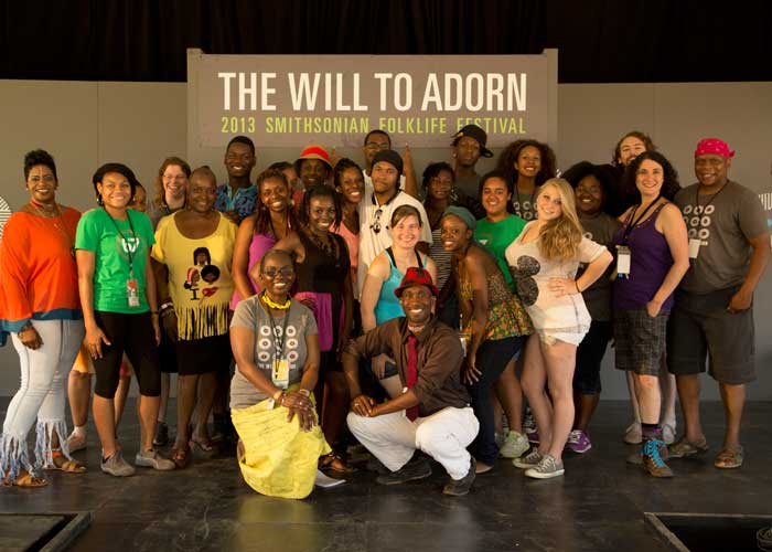 Staff, interns, and volunteers from the Will to Adorn Folklife Festival program, 2013. Photo by Maggie Pelta-Pauls, Ralph Rinzler Folklife Archives