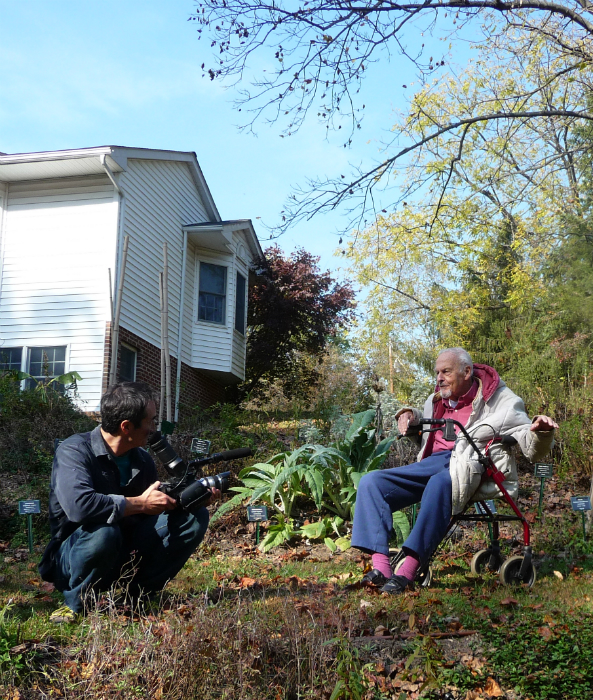 Dr. Duke and audio/video expert Charlie Weber in Green Farmacy Garden. Photo by Betty Belanus