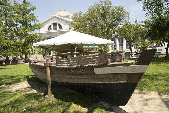 The dhow sailboat from Lamu, Kenya, arrived on the National Mall on Tuesday morning.