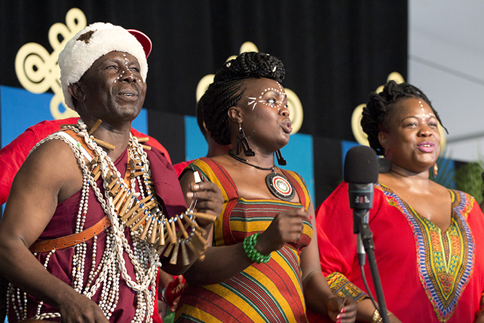 Singers from the Kenya program got visitors up out of their seats during the opening ceremony.