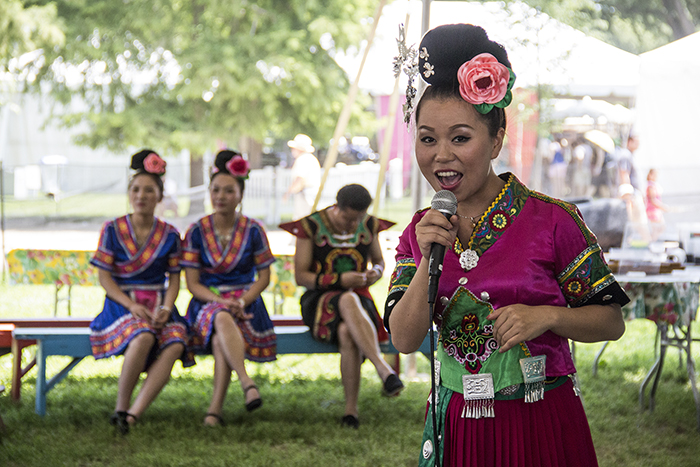 A Miao music workshop and demonstration in China's Family Style tent.