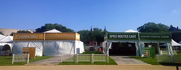 Kenyan food offerings at the 2014 Folklife Festival on the day before the Festival opened. Photo by and courtesy of Elisa Hough