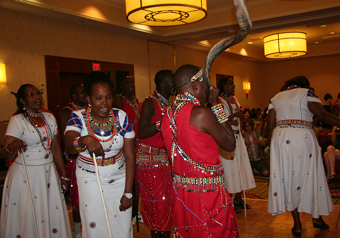 The Maasai dance at the closing day hotel party.