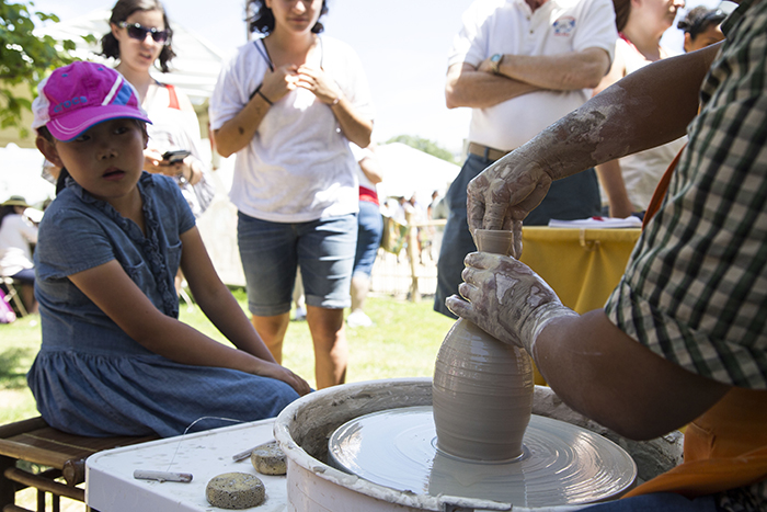 Spinning kaolin clay in porcelain pottery.