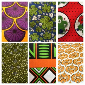 A colorful collage of khangas.