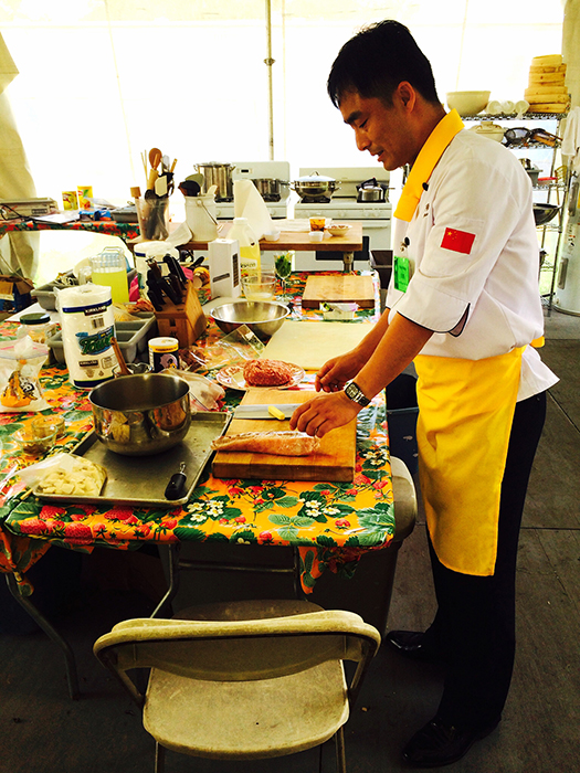 Wang Peng backstage at Five Spice Kitchen. Photo by KC Commander