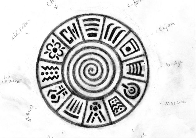 An early sketch of the Perú: Pachamama logo by Josué Castilleja. 