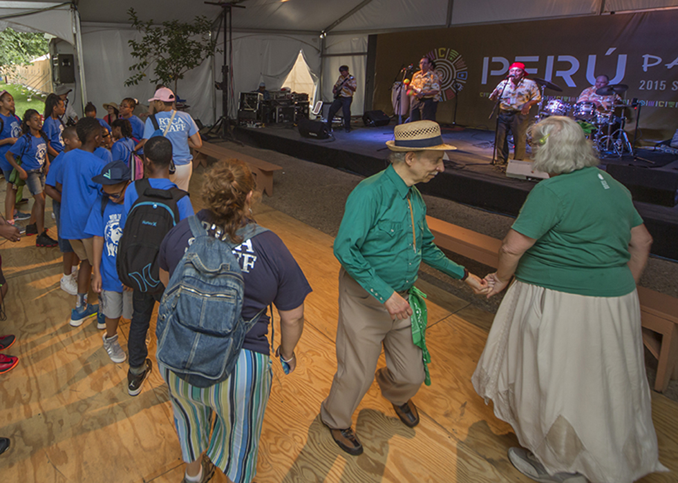 Los Wembler's de Iquitos got people on their feet in La Juerga's dance floor with their signature cumbia amazónica sound. Photo by Francisco Guerra, Ralph Rinzler Folklife Archives