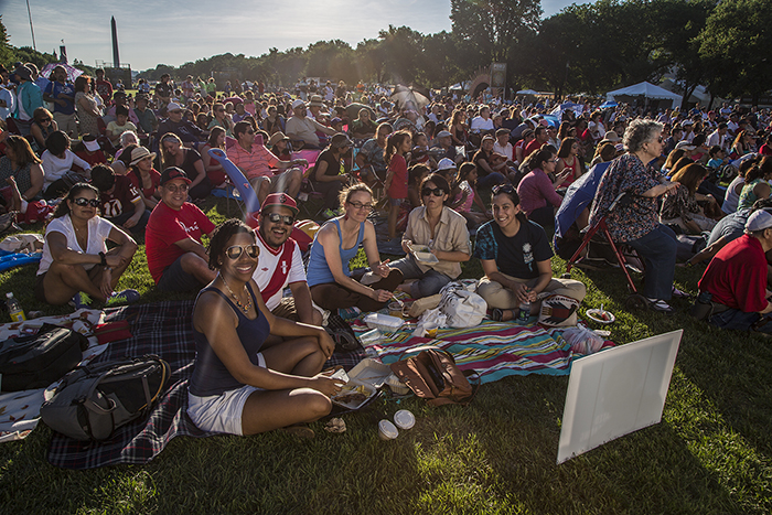 Visitors enjoyed music from the Fiesta de la Virgen del Carmen de Paucartambo and Afro-Peruvian singer Ava Ayllón at the Festival’s first evening concert on Wednesday night. Photo by Francisco Guerra, Ralph Rinzler Folklife Archives