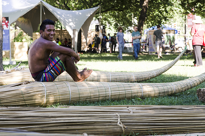 Time for a break? Take a seat in a totora reed raft, used for fishing and surfing off the coast of Huanchaco. Photo by Josh Weilepp, Ralph Rinzler Folklife Archives