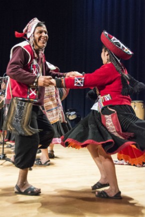 Weavers from El Centro de Textiles Tradicionales del Cusco danced to music from their region. Photo by Michelle Arbeit, Ralph Rinzler Folklife Archives