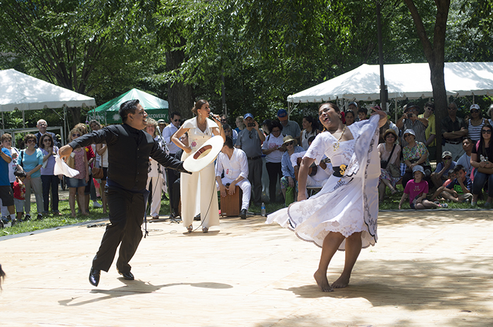 Marinera Viva!!! took over La Plaza in a show of flirtatious dance. Photo by Sarah Bluestein, Ralph Rinzler Folklife Archives