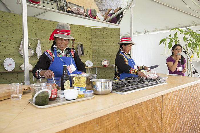 Women from the communities of Quehue prepared Kancacho, an spicy Andean dish with baked lamb and potatoes. Photo by Francisco Guerra, Ralph Rinzler Folklife Archives