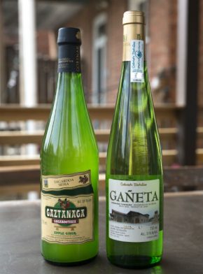 Ganeta white txakoli and Basque cider. Photo by Charlie Weber