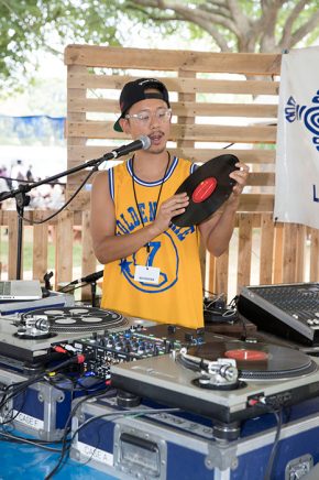 DJ Phatrick demonstrated the basics of DJing in The Studio. Photo by Francisco Guerra, Ralph Rinzler Folklife Archives