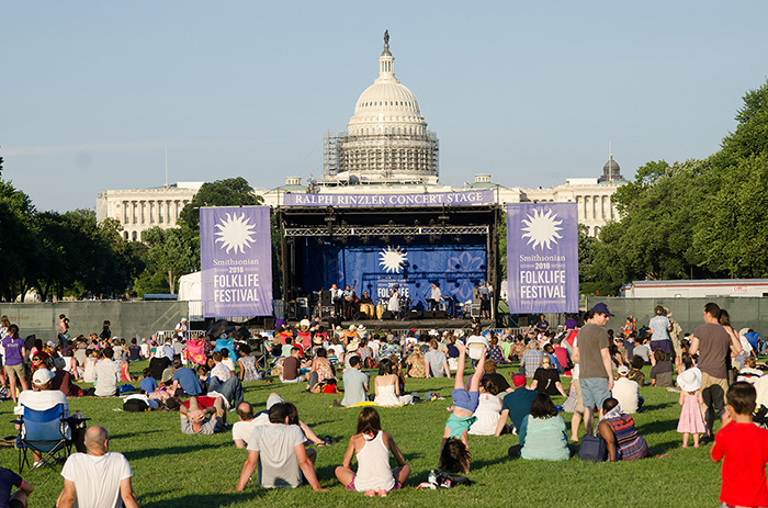 A sprawling crowd filled up our portion of the National Mall, despite the day's heat. Photo by Josh Weilepp, Ralph Rinzler Folklife Archives