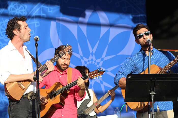 Los Angeles band Armenian Public Radio capped off the evening on the Ralph Rinzler Concert Stage, performing alongside Armenian youth group TmbaTa. Photo by SarahVictoria Rosemann, Ralph Rinzler Folklife Archives