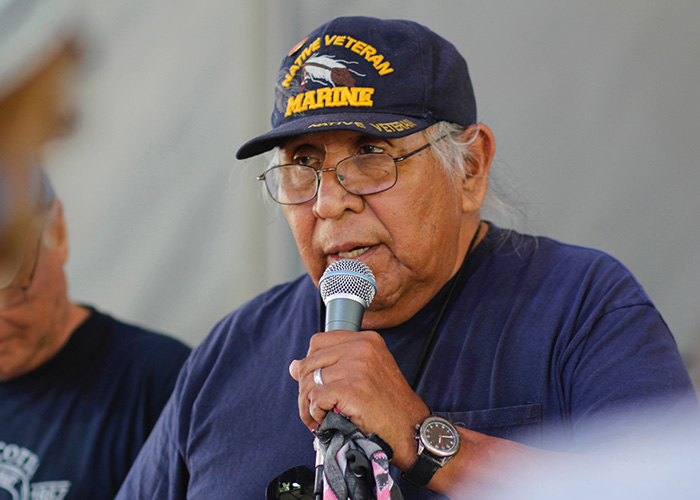 Preston Arrow-Weed presenting at the Smithsonian Folklife Festival 2016. Photo by SarahVictoria Rosemann