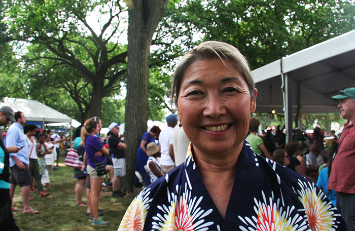 "Atomic" Nancy Sekizawa is performing at the Folklife Festival as part of <em>FandangObon</em>. Photo by Elisa Hough