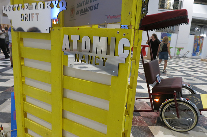 Artist Clement Hanami pays homage to Atomic Nancy in his rickshaw sculpture "Goon Garage featuring The Rice Rocket," now on display in the Arts and Industries Building. Photo by Sojin Kim