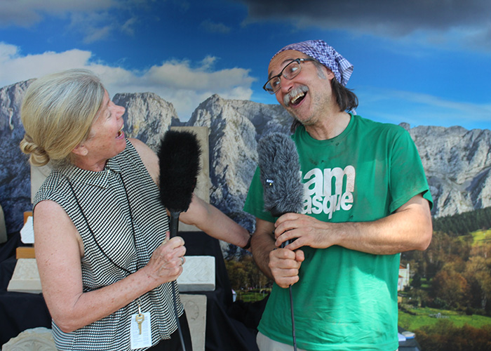 Folklife curator Majorie Hunt and Bernat Vidal having some fun after the interview. Photo by SarahVictoria Rosemann