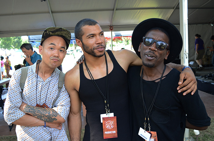 Adriel Luis (left) with Bay Area Youth Speaks poets gabrielanthony. Photo by Ravon Ruffin, Ralph Rinzler Folklife Archives