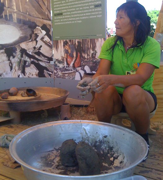 Yaneth Tanimuka demonstrates Uitoto ceramics.