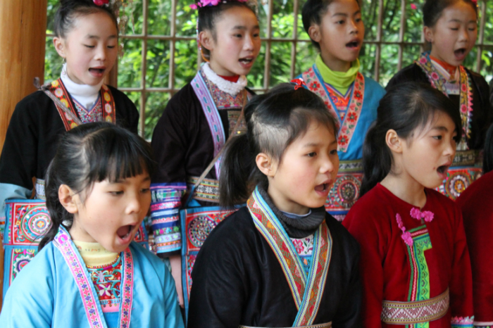Girls learn traditional music and other arts and crafts at the Dimen Dong Eco-Museum.