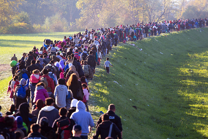 Refugees seek safety upon being denied entry from into Slovenia in October 2015. Photo by Gergely Jánossy, courtesy of American Anthropological Association